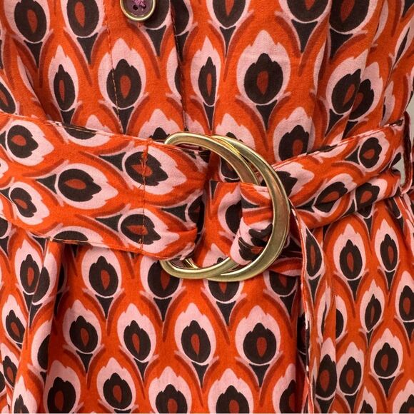 Zara Printed Short Dress Orange - Size Small - Picture 5 of 8